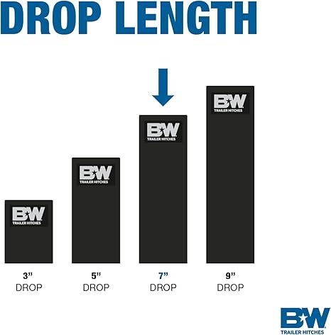 B&W | TS20049B | Tow & Stow 3-Ball Hitch | 7” Drop Adjustable Mount