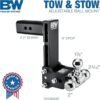 B&W | TS20050B | Tow & Stow 3-Ball Adjustable Hitch | 8½” Drop