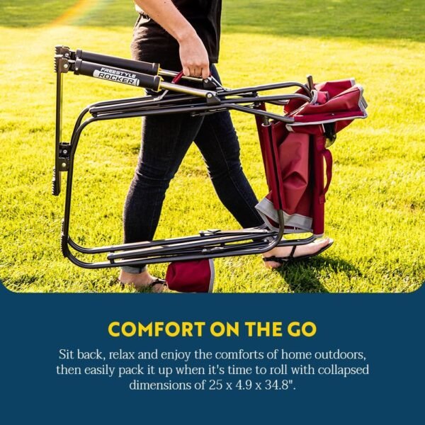 GCI Outdoor | GCI Freestyle Mesh Rocking Chair – Black | Portable Outdoor Rocking Comfort