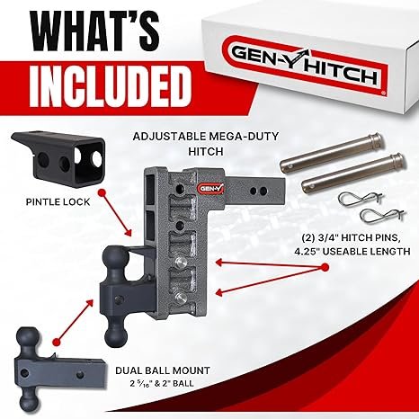 GEN-Y | GH-1624 | MEGA-Duty 9″ Adjustable Drop Hitch – 32,000 lb Capacity