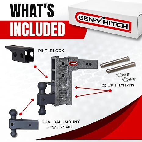 71fZh7l4i1L._AC_SX466_ GEN-Y | GH-524 | 7.5″ Adjustable Drop Hitch – 16,000 lb Capacity (2″ Receiver)