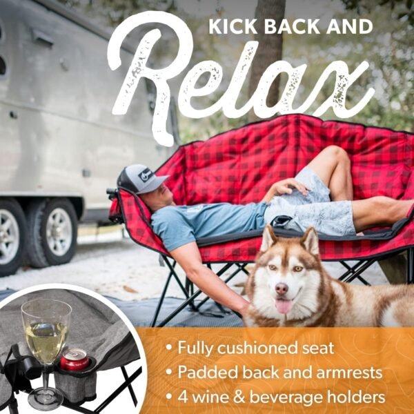 Kuma Outdoor Gear Bear Buddy Double Camping Chair with Carry Bag – Sierra/Black