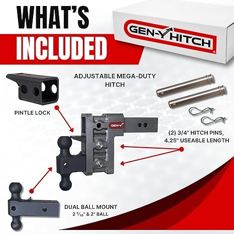 GEN-Y | GH-1623 | 6″ Adjustable Mega-Duty Hitch – 32,000 lb Capacity (2.5″ Receiver)