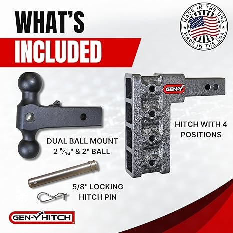 815L4gjfUIL._AC_SX466_ GEN-Y | GH-514 | Adjustable Drop Hitch – 16,000 lb Capacity (2″ Receiver)
