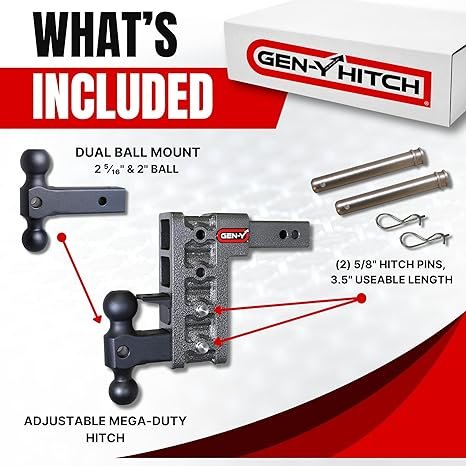 GEN-Y | GH-324 | 7.5″ Adjustable Hitch – 10,000 lb Capacity (2″ Receiver)