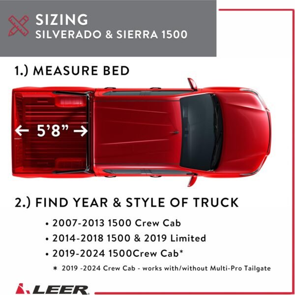 LEER | 631300 | HF350M Tri-Folding Truck Bed Tonneau Cover (Black)