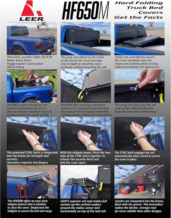 LEER | 650300 | HF650M Quad-Folding Truck Bed Tonneau Cover (Black)