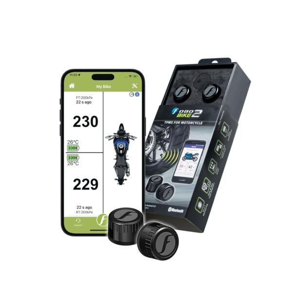 FOBO Black Bike 2 TPMS Bluetooth Tire Pressure Monitor System Motorcycle