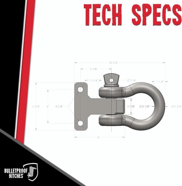 BulletProof Hitches Adjustable Extreme Duty Clevis Shackle Mount