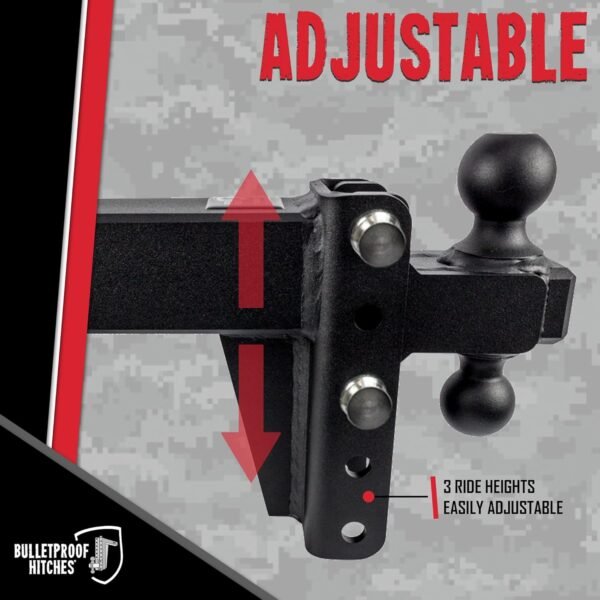 BulletProof Hitches 3.0" Adjustable Heavy Duty Trailer Hitch – 22,000 lb Capacity