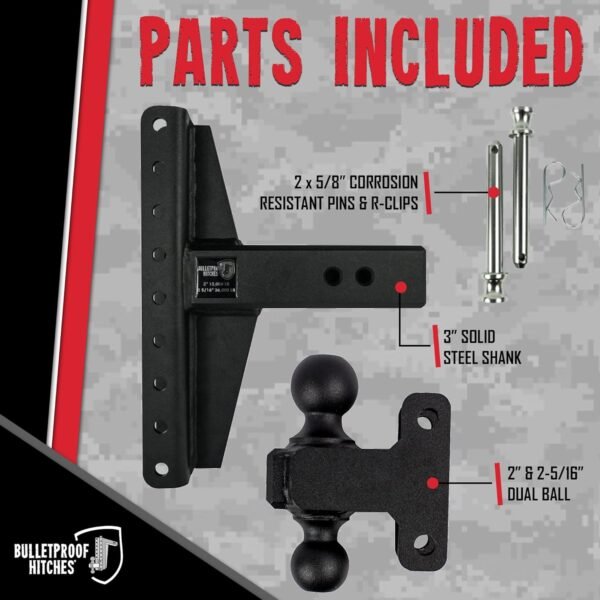BulletProof Hitches Adjustable Drop Hitch Heavy Duty Trailer Hitch Tow