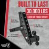 BulletProof 2.0" Extreme Duty Adjustable Offset Trailer Hitch – 30,000 lb Dual Ball, 4" & 6" Drop/Rise