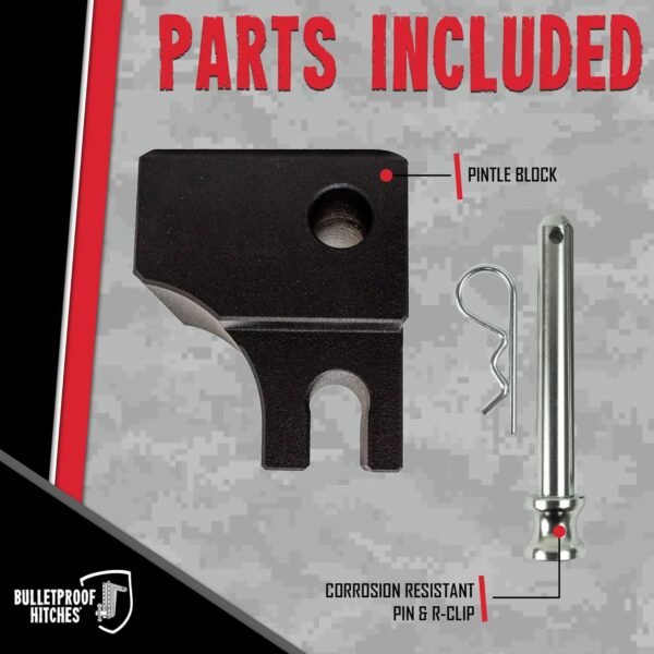 BulletProof Hitches Pintle Attachment – Heavy Duty Solid Steel Pintle Mount for Heavy & Extreme Duty Hitches