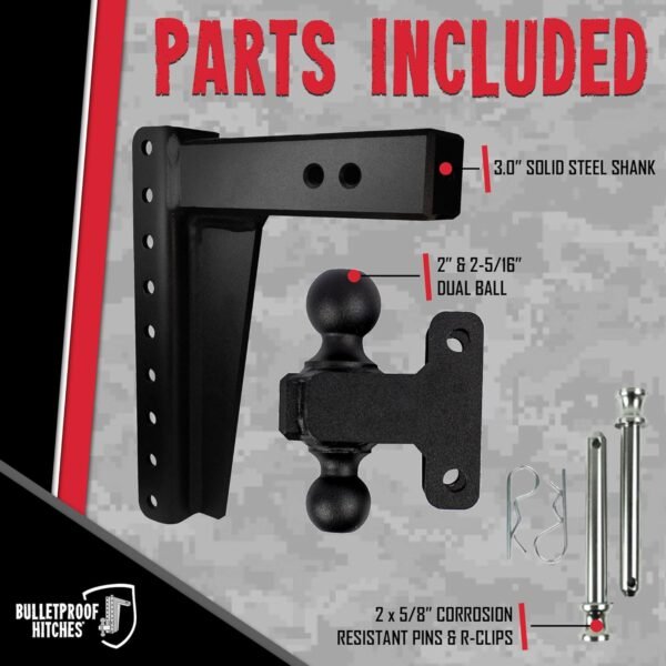 BulletProof Hitches 3.0" Adjustable Heavy Duty Trailer Hitch – 22,000 lb Capacity BulletProof Hitches 3.0" Adjustable Heavy Duty Trailer Hitch – 22,000 lb Capacity