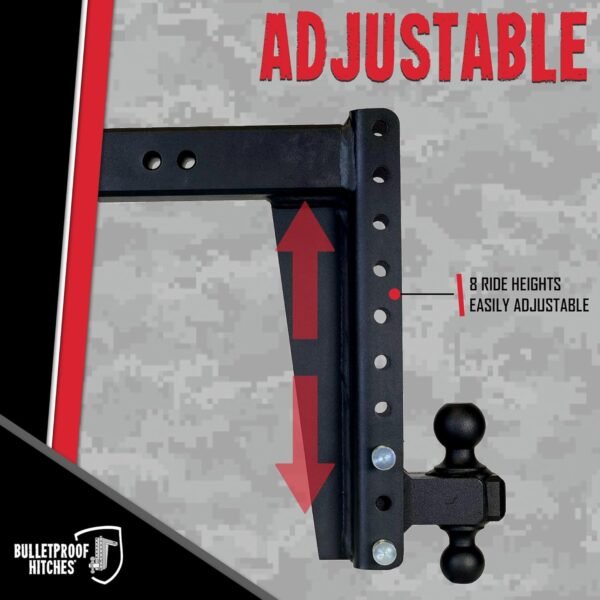 BulletProof Hitches 3.0" Adjustable Heavy Duty Trailer Hitch – 22,000 lb Rating, 14" Drop/Rise, Dual Ball Mount