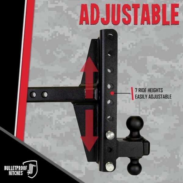 BulletProof 2.0" Extreme Duty Adjustable Offset Trailer Hitch – 30,000 lb Dual Ball, 4" & 6" Drop/Rise