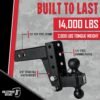 BulletProof 2.5" Adjustable Trailer Hitch 14,000lb 4" Drop/Rise Dual Ball | MD254