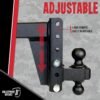 BulletProof Hitches 2.5" Adjustable Heavy Duty Trailer Hitch – 22,000 lb Capacity, 6" Drop/Rise, Dual Ball Mount
