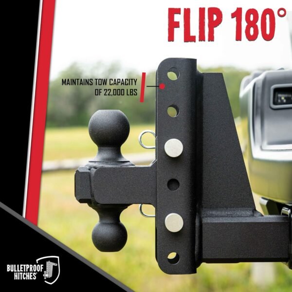 BulletProof Hitches 2.5" Adjustable Heavy Duty Trailer Hitch – 22,000 lb Capacity, 6" Drop/Rise, Dual Ball Mount