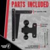 BulletProof Hitches 2.0" Adjustable Heavy Duty Trailer Hitch – 22,000 lb Rating, 16" Drop/Rise, Dual Ball Mount