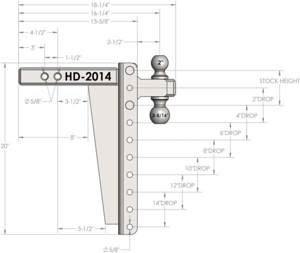 BulletProof Hitches HD2014 Class 4 Adjustable Drop Hitch Receiver