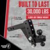 BulletProof Hitches 2.0" Adjustable Extreme Duty Trailer Hitch – 30,000 lb Rating – 6" Drop/Rise – Dual Ball Mount
