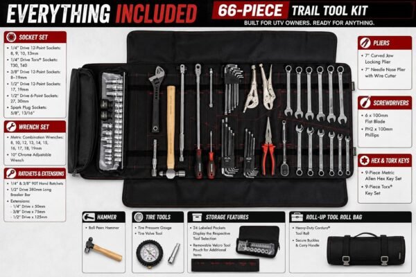 BOXO USA UTV Tool Roll 66-Piece Tool Kit BOXO USA UTV Tool Roll 66-Piece Tool Kit