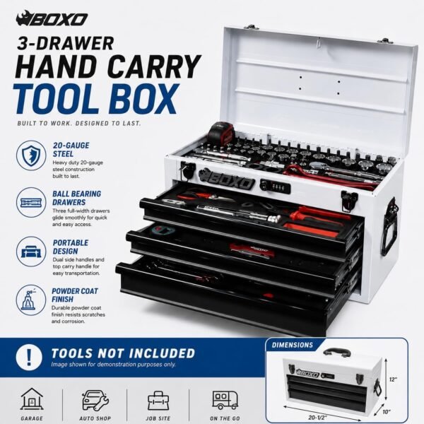 Boxo USA 3-Drawer Hand Carry Toolbox Boxo USA 3-Drawer Hand Carry Toolbox