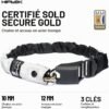 Hiplok Gold Anti-Theft Chain Lock – 10mm Hardened Steel, Black Superbright - GLD1SB