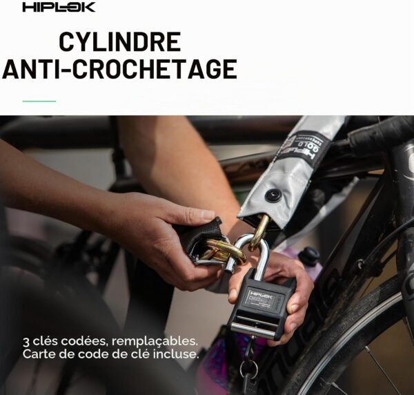 Hiplok Gold Anti-Theft Chain Lock – 10mm Hardened Steel, Black Superbright - GLD1SB